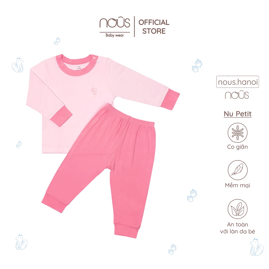 Bộ Quần Áo Dài Tay Nous Cài Vai Dài, Nu Petit - Nu Doux (Size 12-18 Đến 18-24 Tháng)