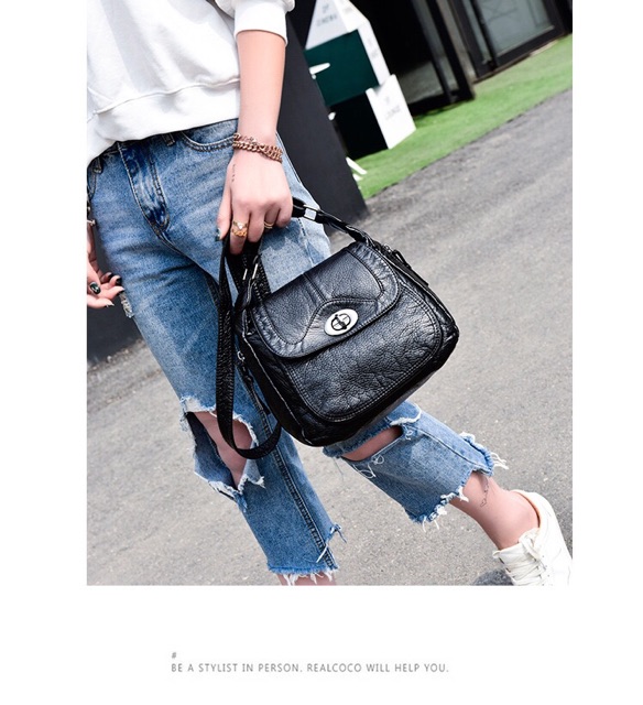 Túi xách nữ vân da cừu khoá xoay siêu hot | BigBuy360 - bigbuy360.vn