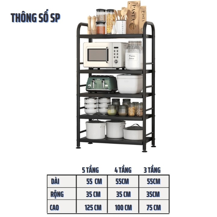 Kệ Để Đồ Đa Năng Nhiều Tầng Lắp Gép Bằng Kim Loại, Sơn Tĩnh Điện Bền Đẹp Chắc Chắn Để Đồ Nhà Bếp Nhà Tắm