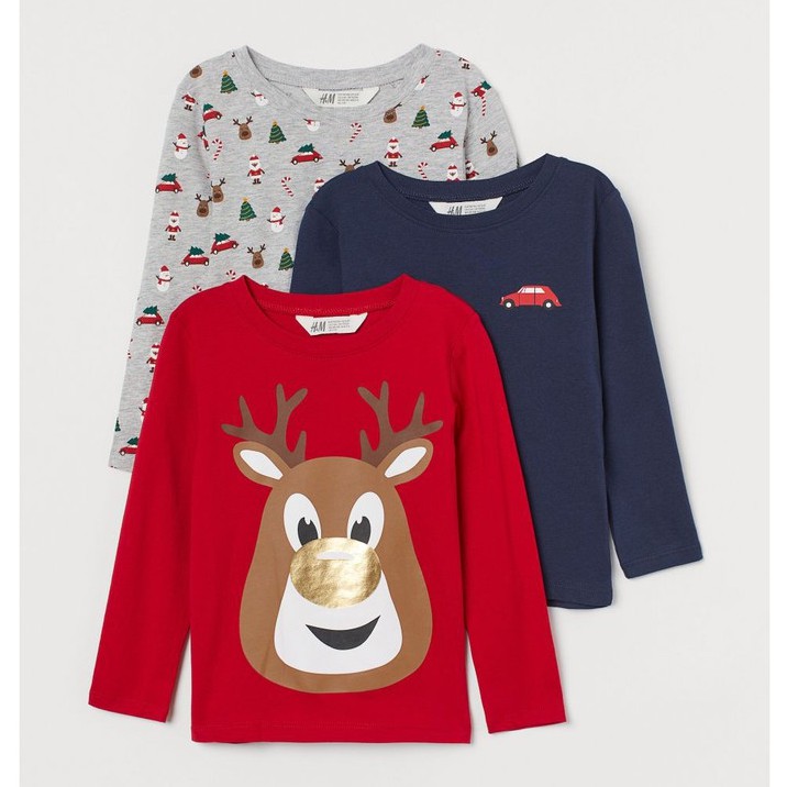 Set áo thun dài tay bé trai HM authentic