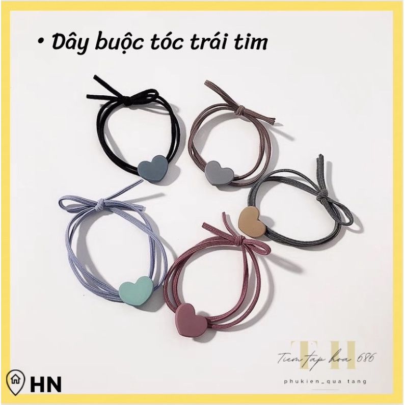 Dây buộc tóc FREESHIP chun cột tóc hình trái tim phong cách Hàn Quốc co giãn tốt, phụ kiện thời trang cho nữ PK141