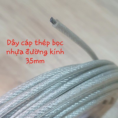 Dây Cáp Thép Bọc Nhựa Phi 3,5mm Bán Cuộn Theo Mét Dài