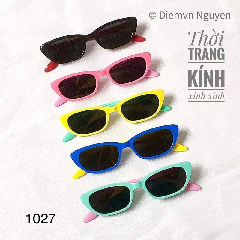 Kính râm dẻo 1027 cho cả bé trai và bé gái_ Mắt râm phân cực Polarized, dáng mắt nhỏ xinh, thời trang, màu xinh xắn