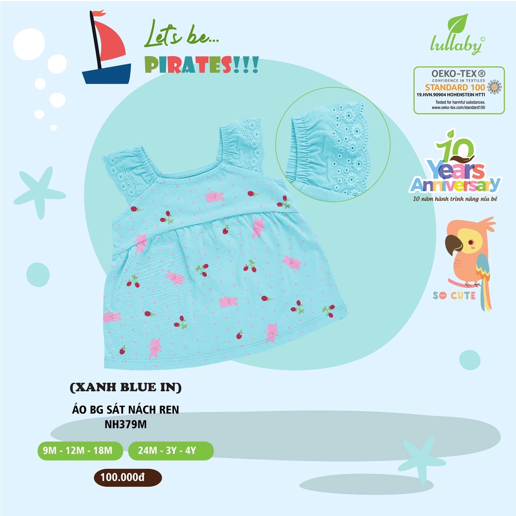 [CHÍNH HÃNG] Áo sát nách ren in họa tiết bé gái Lullaby