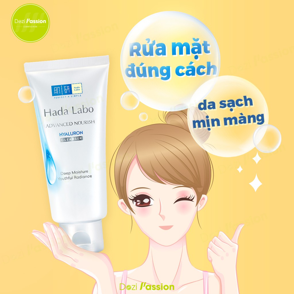 Sữa Rửa Mặt Hada Labo Màu Trắng Dưỡng Ẩm Tối Ưu - HadaLabo Advanced Nourish Hyaluron Cleanser 80g