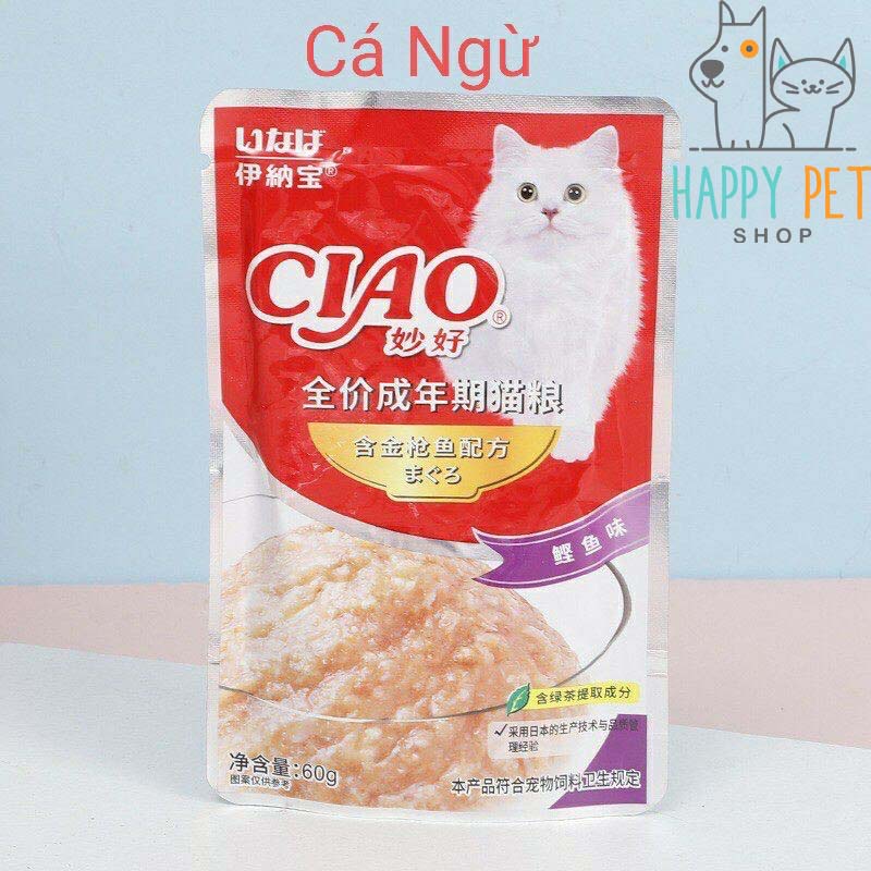 Pate Ciao Cho Mèo Thơm Ngon 60g  - Pate dinh dưỡng cho thú cưng Happy Pet Shop