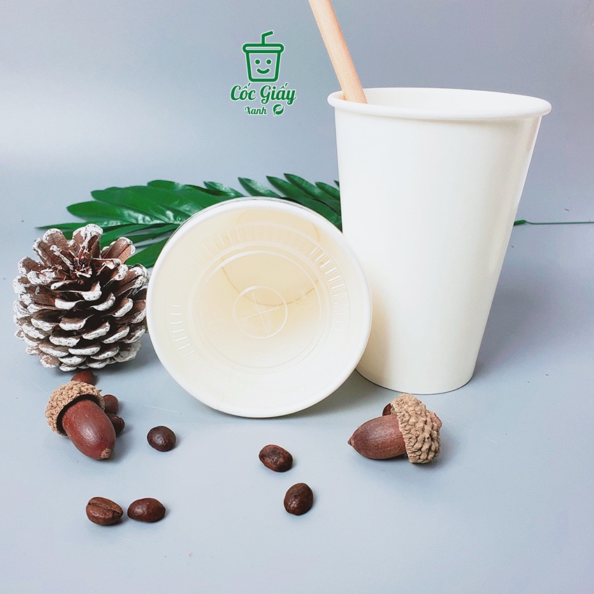 Combo 50 CỐC GIẤY XANH 360ml CÓ NẮP TRÀ CHANH Siêu Đẹp Lịch Sự