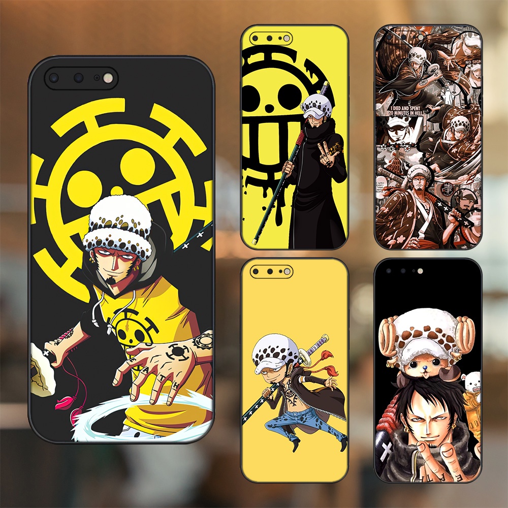 Ốp lưng iPhone 7 Plus, 8 Plus dẻo đen cạnh vuông in hình Law One Piece