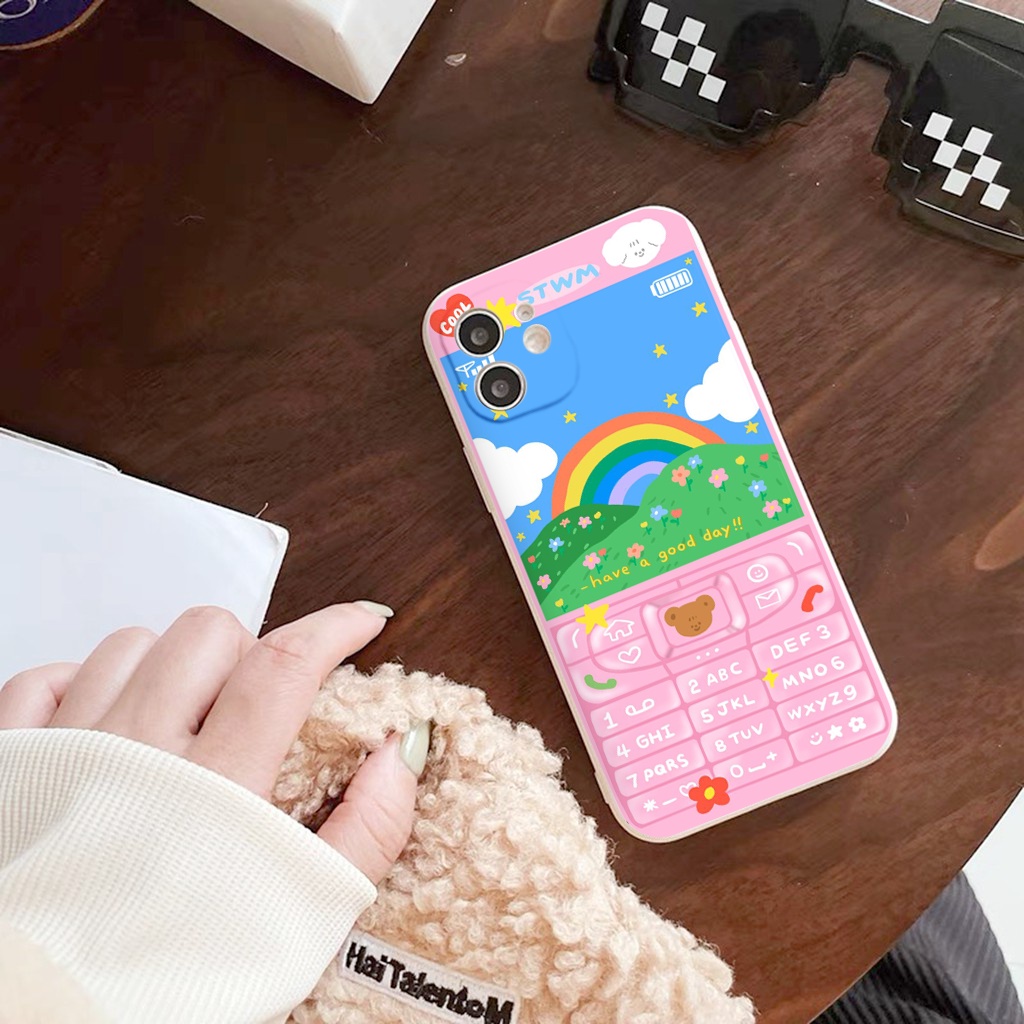 Ốp iphone thỏ gấu bàn phím ốp vuông iPhone 12 8plus x 11promax 7plus 8 6 6Plus 7Plus 8Plus X Xs Max 13 Promax tr178