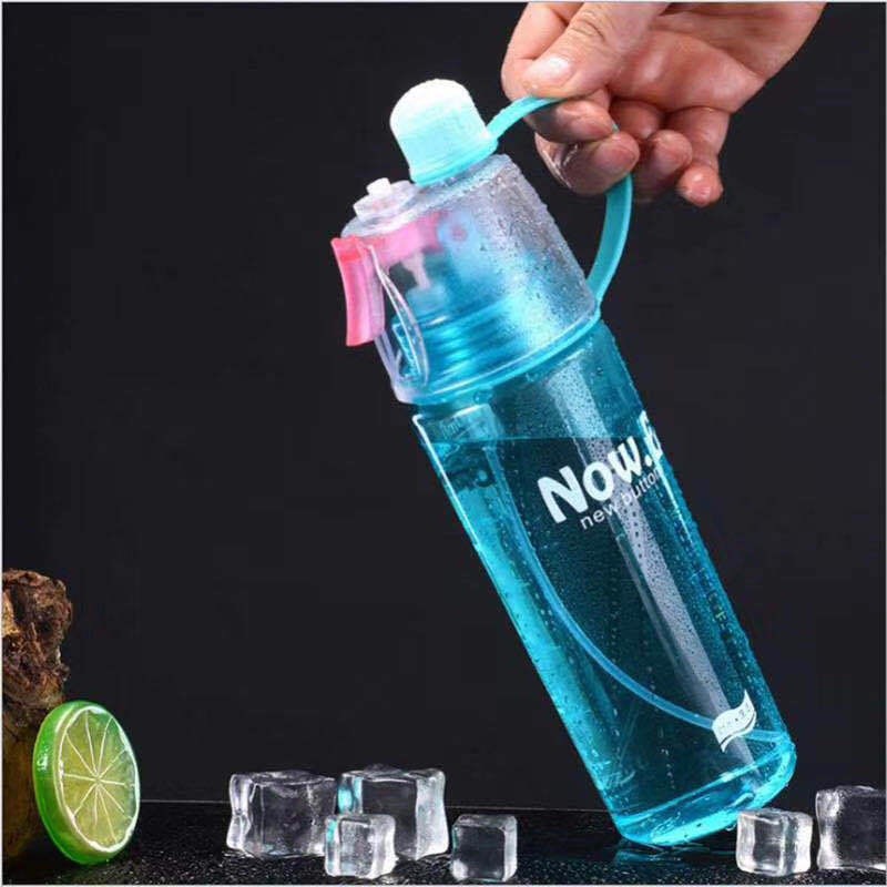 Bình nước thể thao NEW-B 600ml có vòi xịt phun sương, Bình đựng nước thể thao 2 trong 1 có dây đeo xe