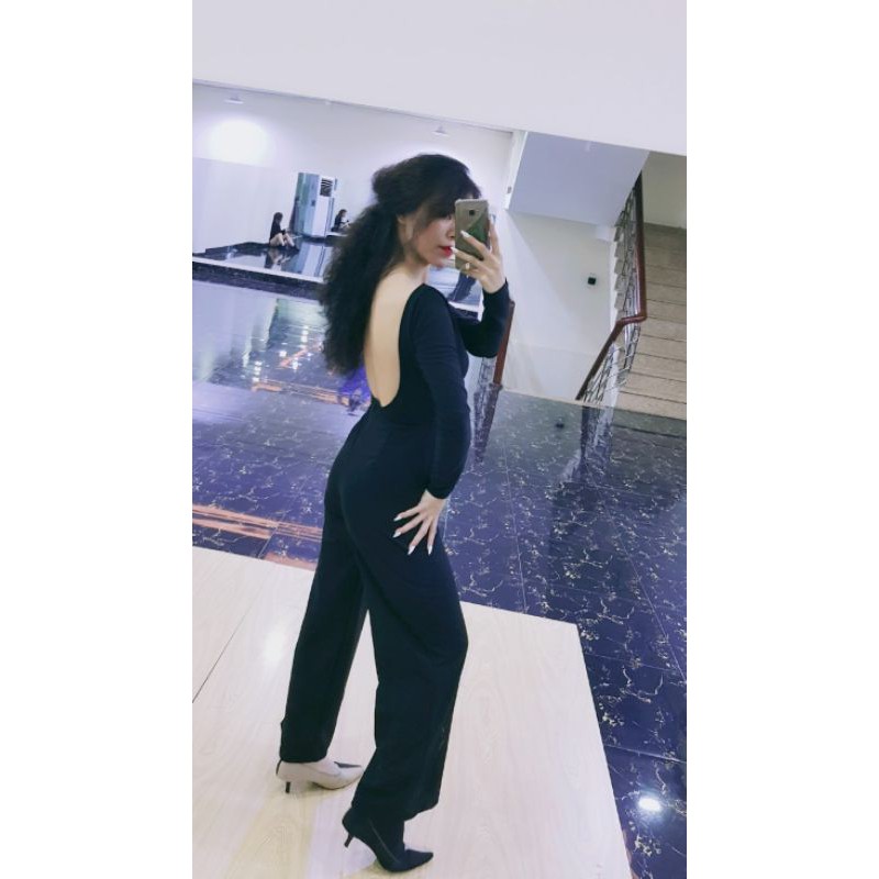Jumsuit suông tay dài hở lưng siêu hot