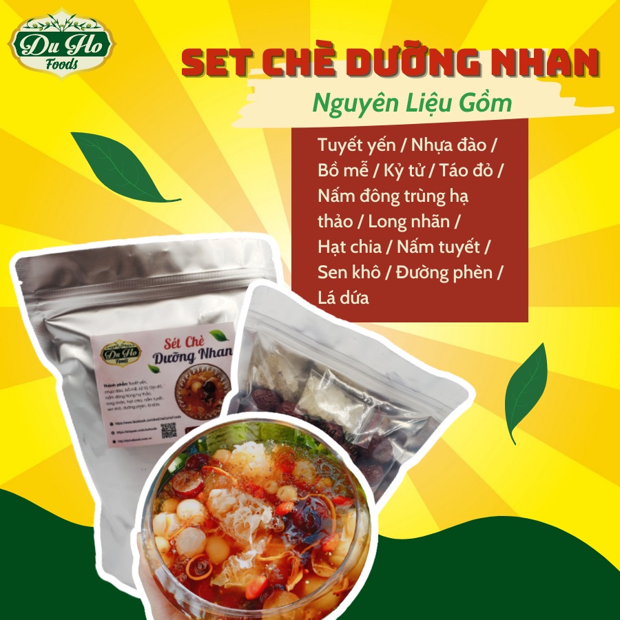 SET CHÈ DƯỠNG NHAN 12 VỊ 350gr Nấu tại nhà 10 12 chai 330ml DuHo Foods