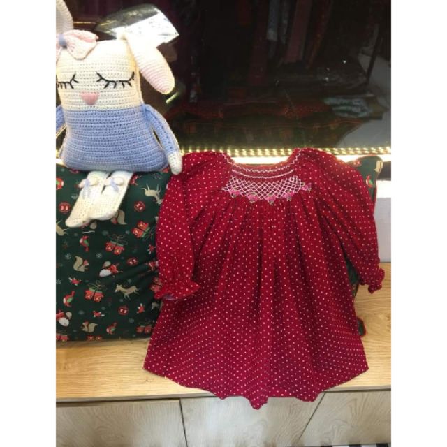 Váy smock chấm bi đỏ  đô