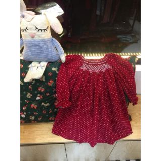 Váy smock chấm bi đỏ đô