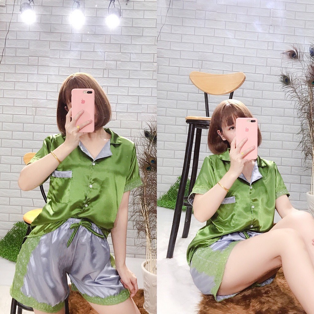 đồ bộ pijama lụa nữ mặc nhà
