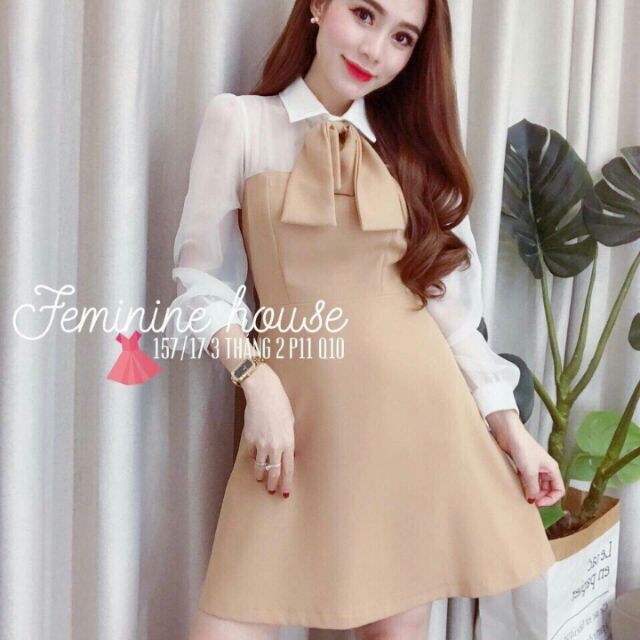 Đầm cát hàn phối tay voan