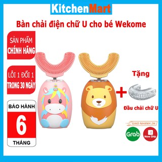 Bàn chải điện cho bé bản tiếng Việt, đầu chải chữ U, máy đánh răng cho bé Wekome - KitchenMart (Bào hành 6)