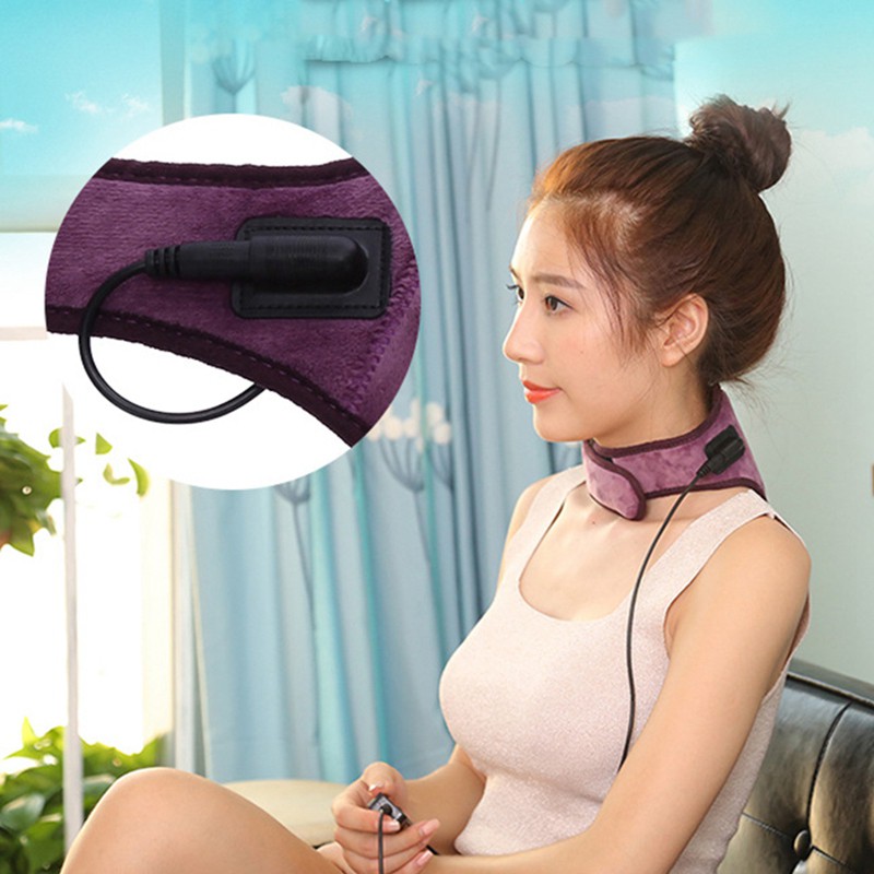 USB Electric Heating Infrared Cervical Spine with Hot Compress Massage Neck Protector Purple