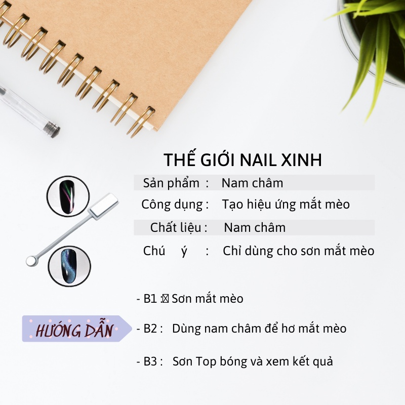 Nam châm vuông tròn hơ mắt mèo phụ kiện nail giá rẻ nam châm hơ sơn gel mắt mèo tạo hình mắt mèo 3D mắt mèo kim cương