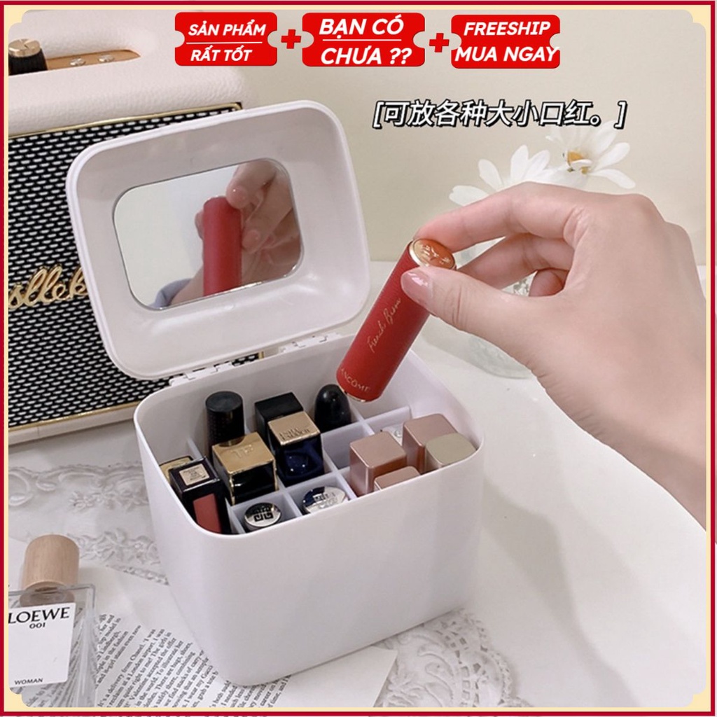 Hộp đựng son,khay đựng son có nắp chống bụi trong kèm gương cao cấp GC41062