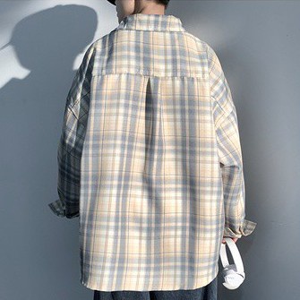 Áo khoác sơ mi tay dài kẻ sọc kiểu Hàn Quốc cá tính cho nam