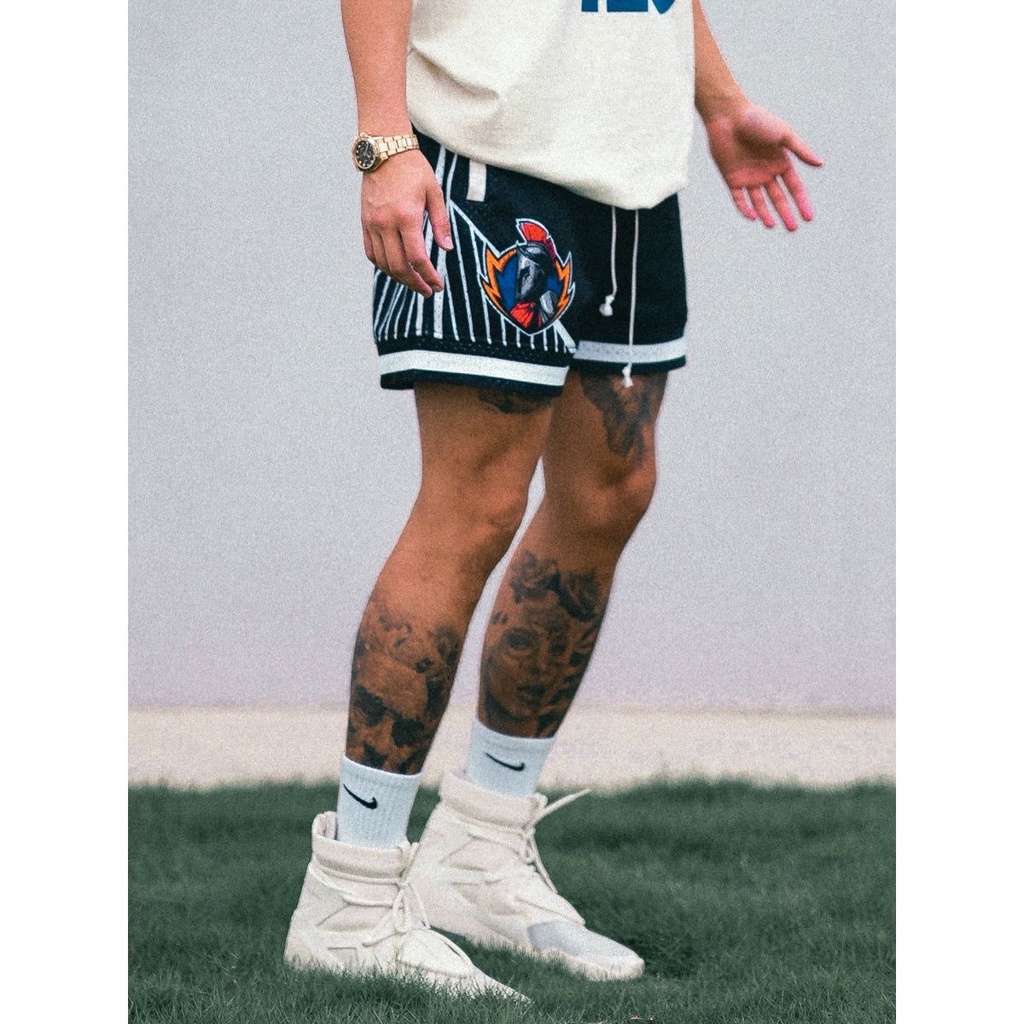 Reserff GSW Quần Short Hai Lớp Lưới Hai Lớp Màu Vàng Đồng Chính Hãng Của Bang Warriors Retro Mỹ