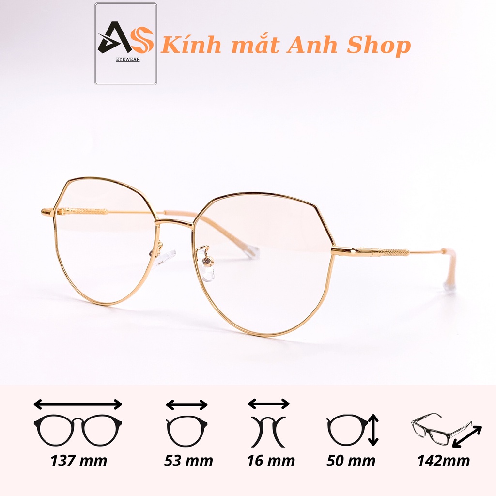 Gọng kính mắt đa giác chất liệu kim loại kiểu dáng thanh mảnh 2968