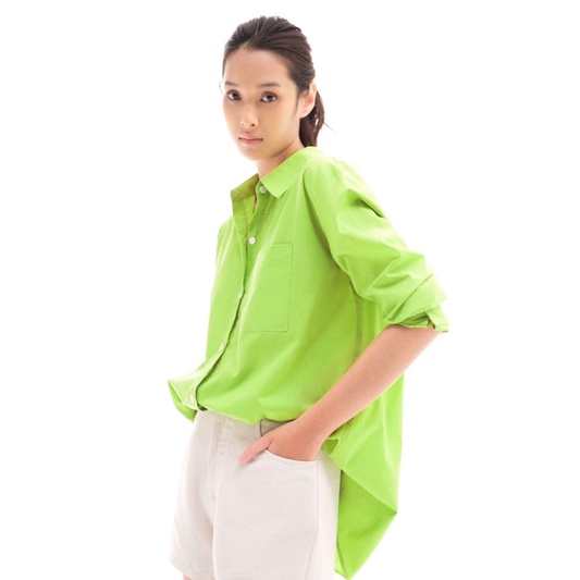 Nosbyn - Áo Sơmi Nữ Dài Tay Dáng Rộng - Oversized Cotton Shirt