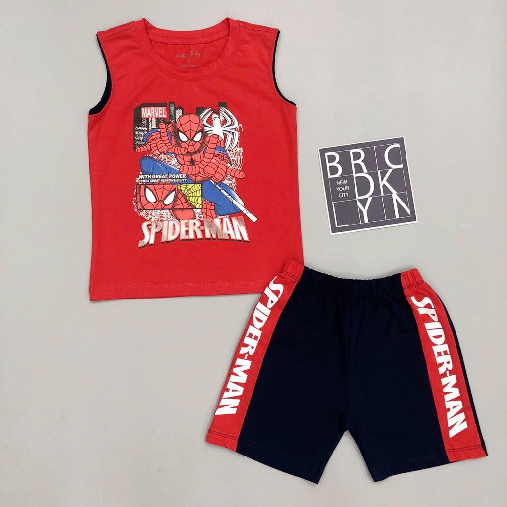 Đồ bộ bé trai, bộ ba lỗ cho bé chất thun cotton, nhiều màu, size 3-10 tuổi - SUNKIDS