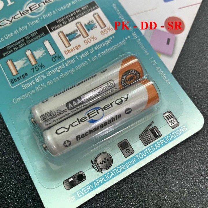 Pin Sạc AAA Dung Lượng 4300 mAh Vỉ 2 Viên - Siêu Rẻ