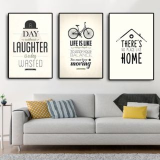 Bộ 3 tranh canvas home - bike 40 x 60cm khung viền đen SR168-2
