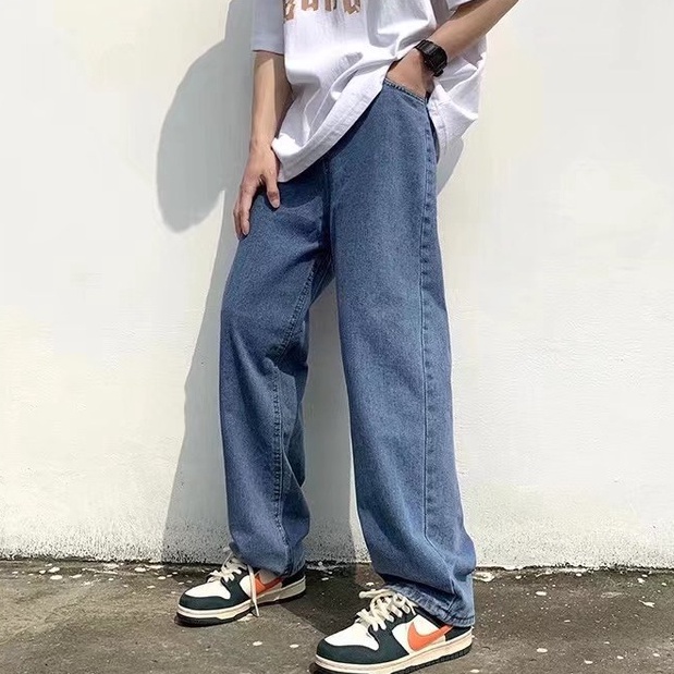 Quần Jeans Ống Rộng Phong Cách Hong Kong Trẻ Trung Hàng Mới Dành Cho Nam