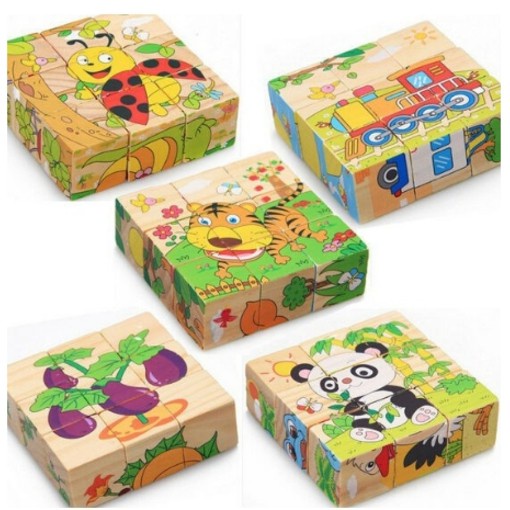 Đồ Chơi Tranh Ghép Gỗ 6 Mặt Được 6 Hình Khác Nhau - Xếp Hình 3D Cho Bé