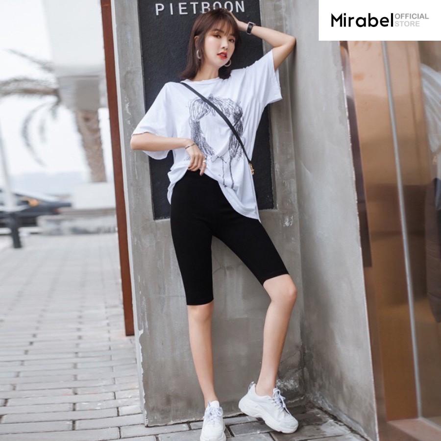 Quần legging lửng đùi nữ Mirabel quần legging cạp cao siêu co giãn cotton 100% loại 1