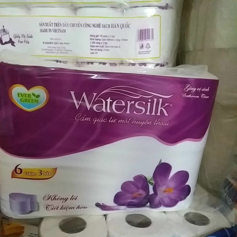 Giấy vệ sinh watersilk 6 cuộn không lõi