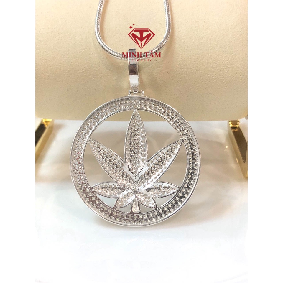 Mặt dây chuyền bạc nam hình lá chất liệu bạc ta,Mặt dây chuyền bạc ta cho nam-Minh Tâm Jewelry