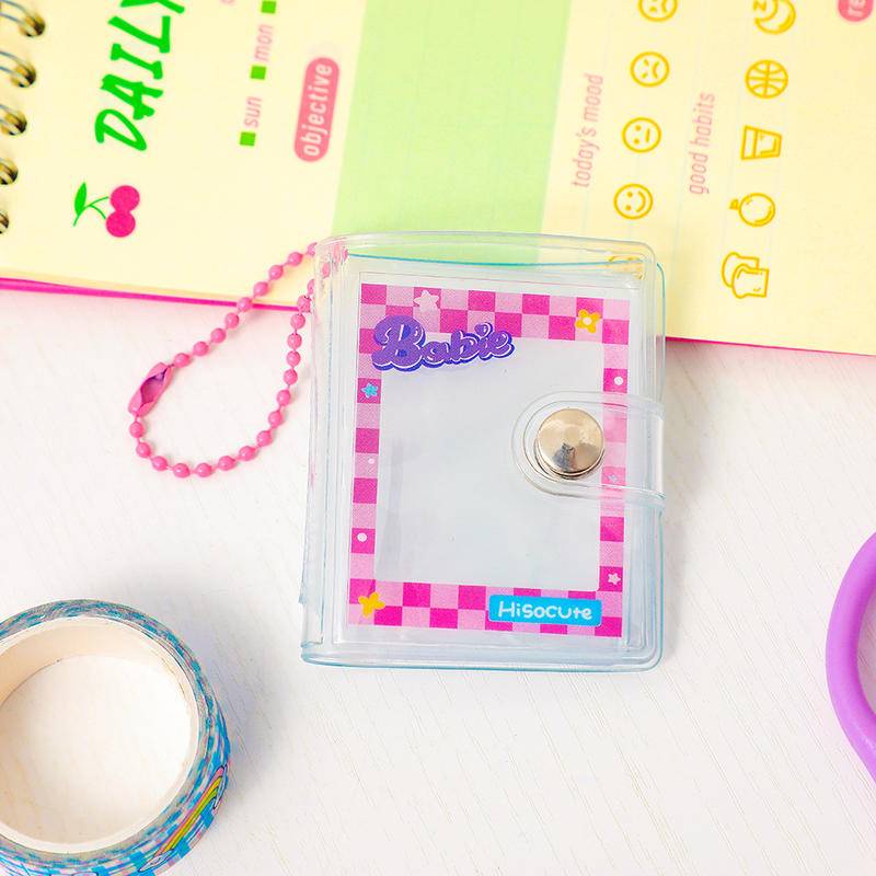 Album Đựng Thẻ Mini Bằng PC Trong Suốt 2 inch Kèm Móc Khóa Phong Cách Hàn Quốc