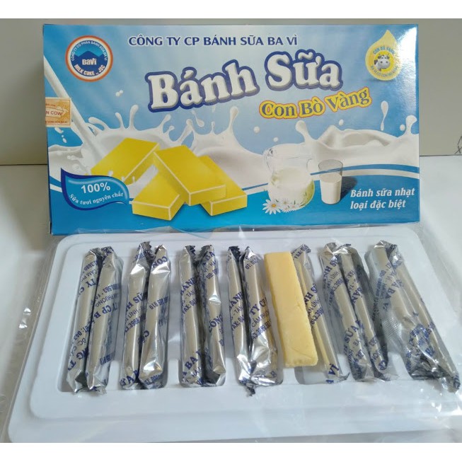 Bánh Sữa Nhạt Đặc Biệt Con Bò Vàng Ba Vì 180g (Hộp 14 Chiếc)