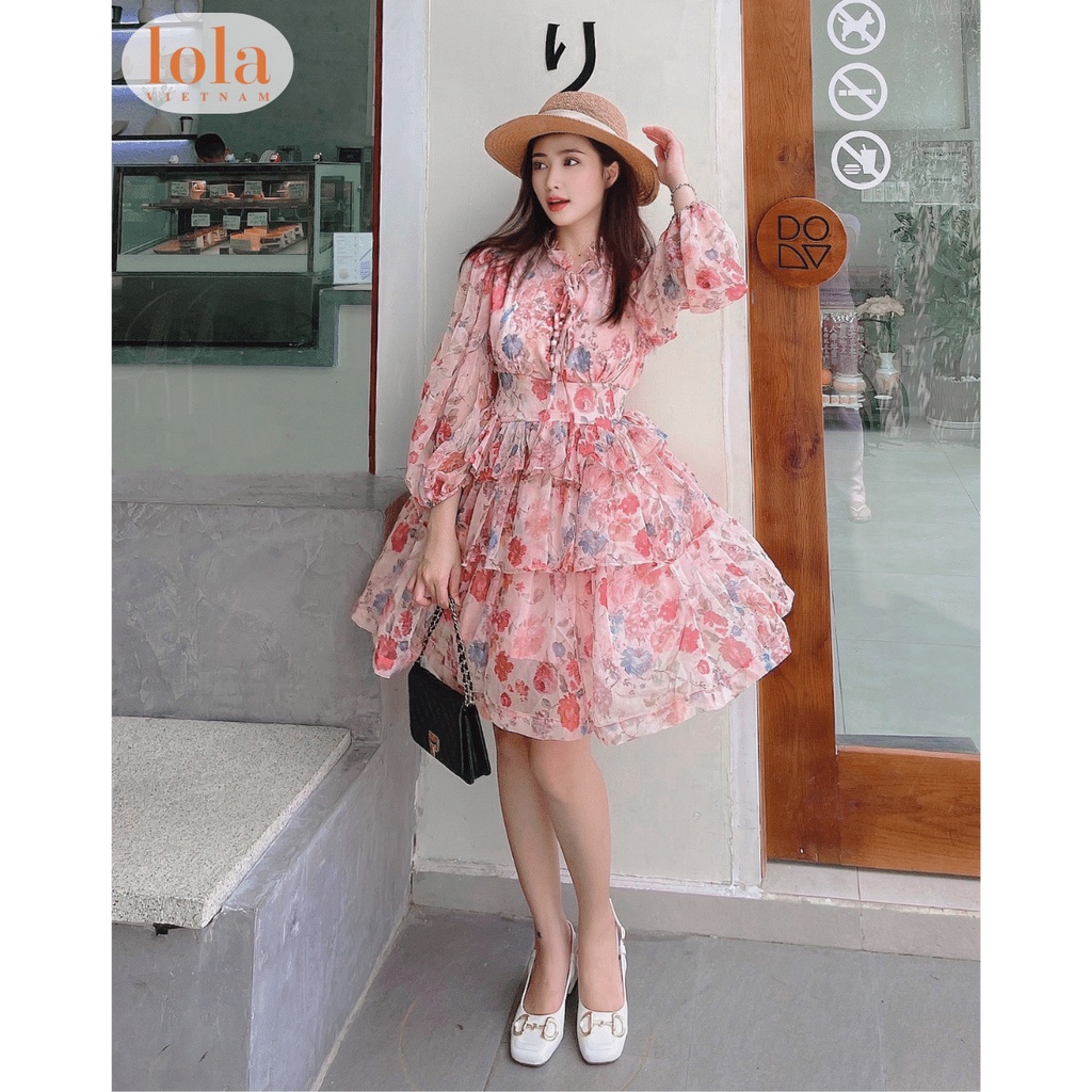 Đầm Công Chúa LOLA VIETNAM Thiết Kế Hoa Dáng Xòe Tay Phồng Dự Tiệc Sang Trọng Váy Nữ Dài Công Sở DA08