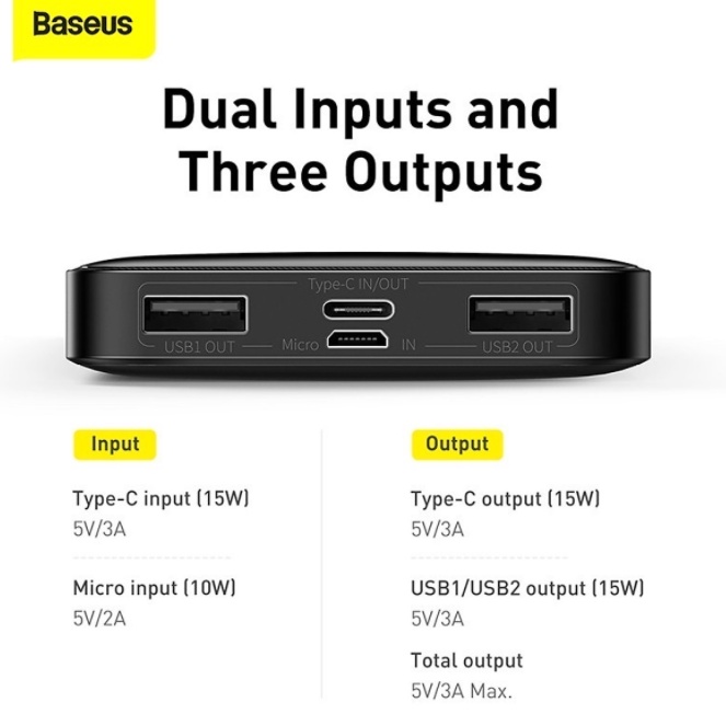 PIN SẠC DỰ PHÒNG SIÊU MỎNG BASEUS 10000mAh 15W Bipow Digital Display POWER BANK