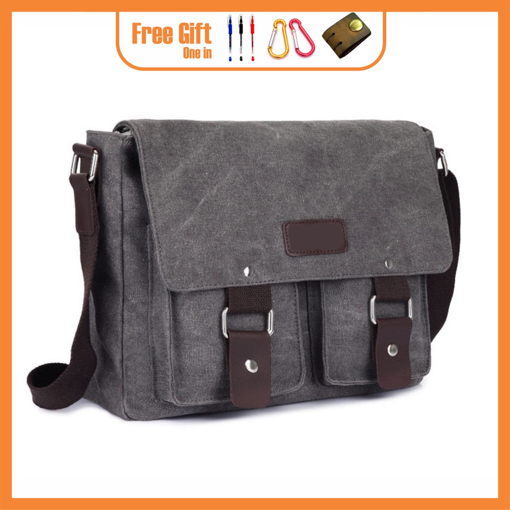 Túi Nam Đeo Chéo Vải Bố Canvas ZACHI Đựng Vừa Laptop 13'3 inch Màu Xám / Nâu T57 | BigBuy360 - bigbuy360.vn