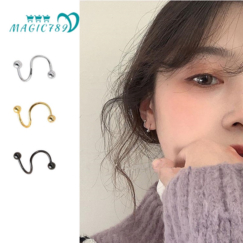 Khuyên Mũi Xoắn Ốc Bằng Thép Không Gỉ Magic789 Màu Vàng / Bạc / Đen Thời Trang Cá Tính Dành Cho Nam Và Nữ