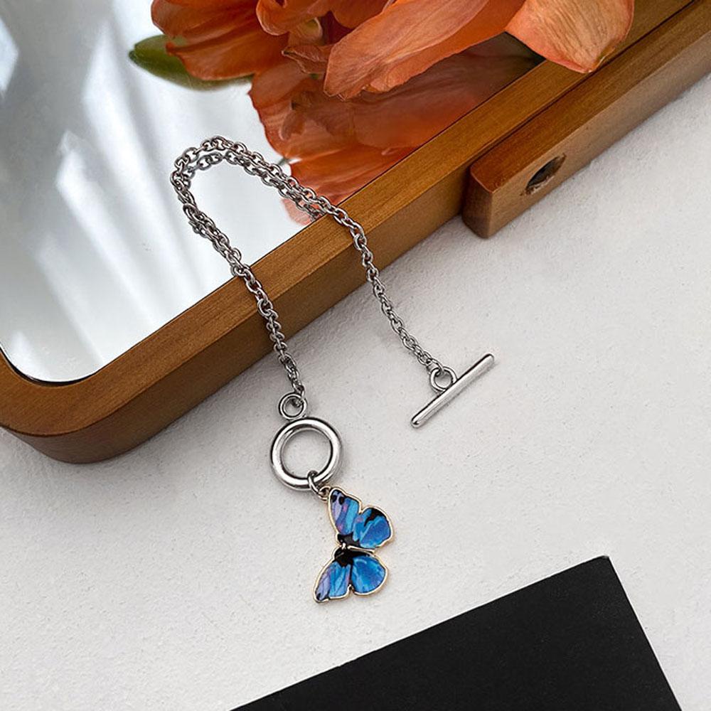 Vòng Tay Bằng Thép Titan Họa Tiết Bướm Phong Cách Harajuku Cho Cặp Đôi