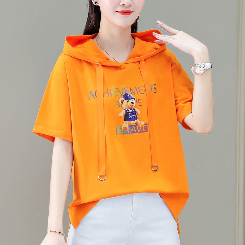 Áo Hoodie Tay Lửng Dáng Rộng Vải Mỏng 2021 Thời Trang Dành Cho Nữ