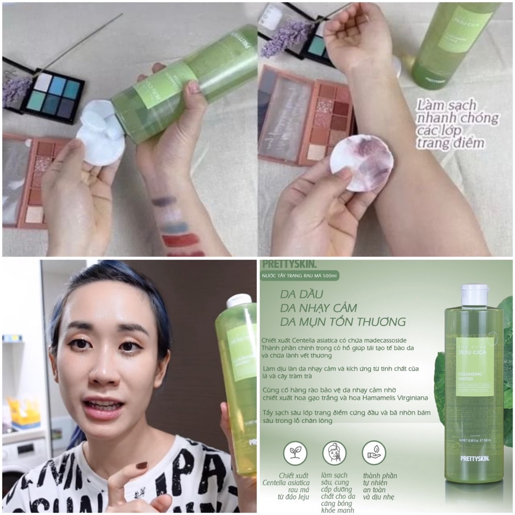 Nước Tẩy Trang Rau Má Jeju Cica Pretty Skin 500ml