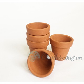Chậu đất nung MINI có lỗ vintage siêu cute làm chậu trồng sen đá - xương rồng, hoa handmade, hoa đất sét