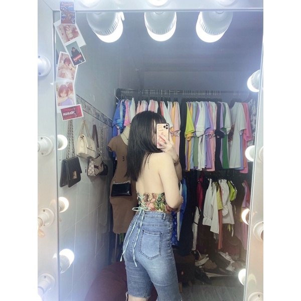 Áo croptop yếm thổ cẩm hở lưng cổ sơmi 🦞🦞🦞u