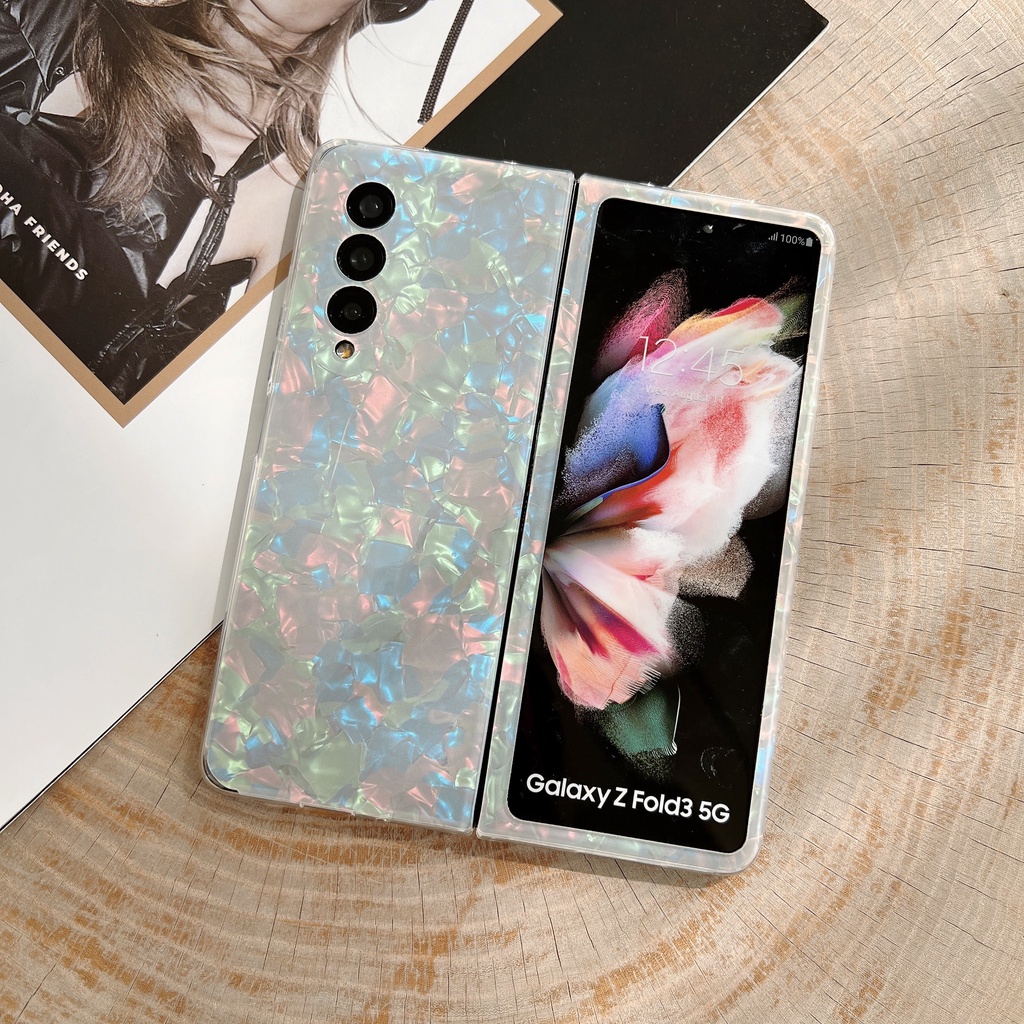 Ốp Điện Thoại Họa Tiết Vỏ Sò Lấp Lánh Cho Samsung Galaxy Z FOLD 5 4 3 5G Zold5 ZFold4 ZFold3