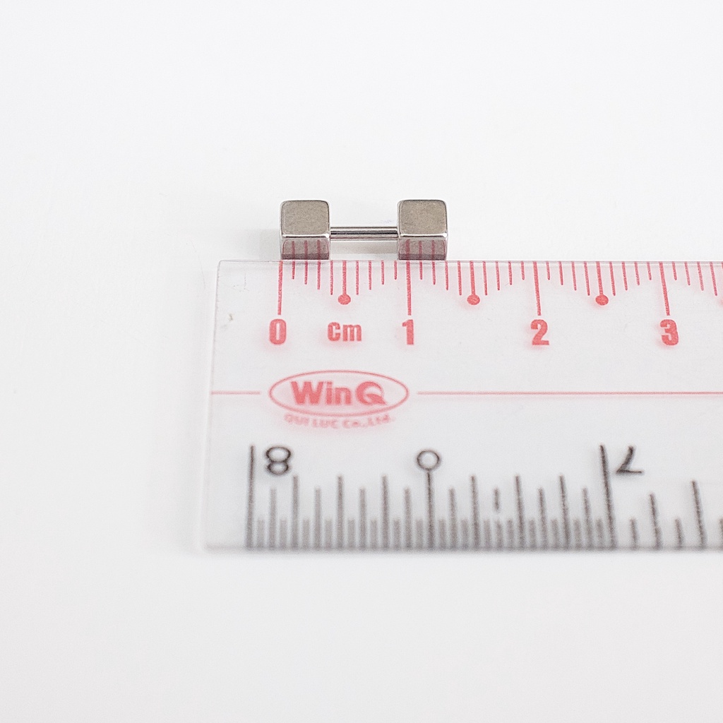 Khuyên Tai Unisex  2 Đầu Vuông Titan Không Đen Không Ngứa Không Dị Ứng Không Gỉ Sét julies box 66