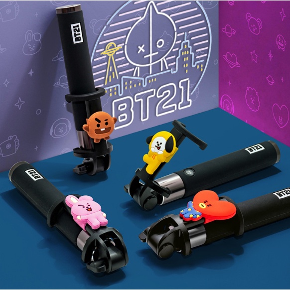 OFFICIAL S2B CORPORATION LINE FRIENDS BT21 SELFIE STICK GẬY CHỤP HÌNH, GẬY SELFIE BT21